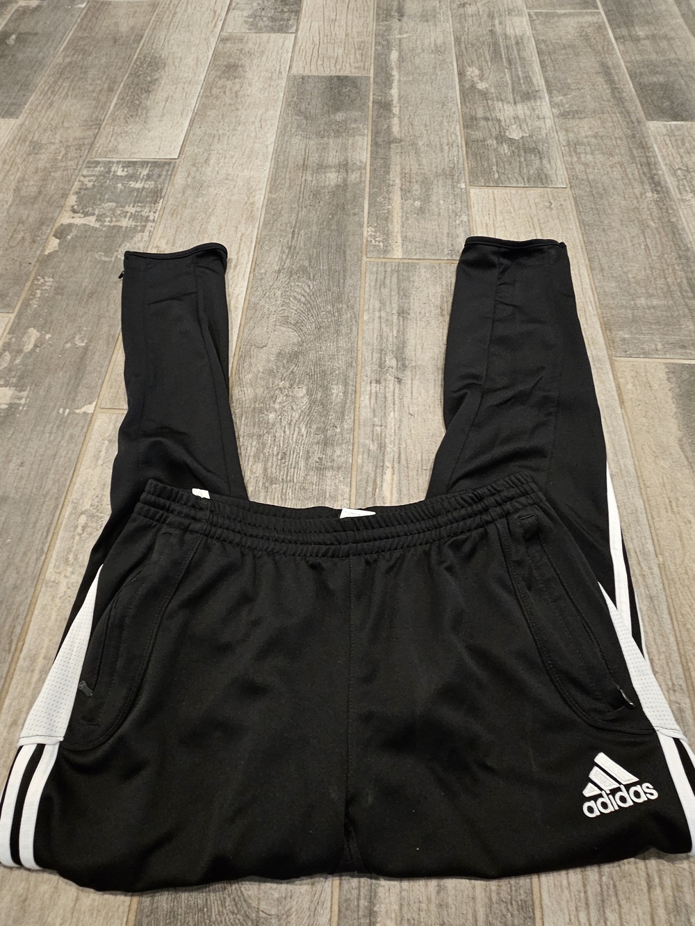 Adidas Kids Black Track Pants with White Stripes